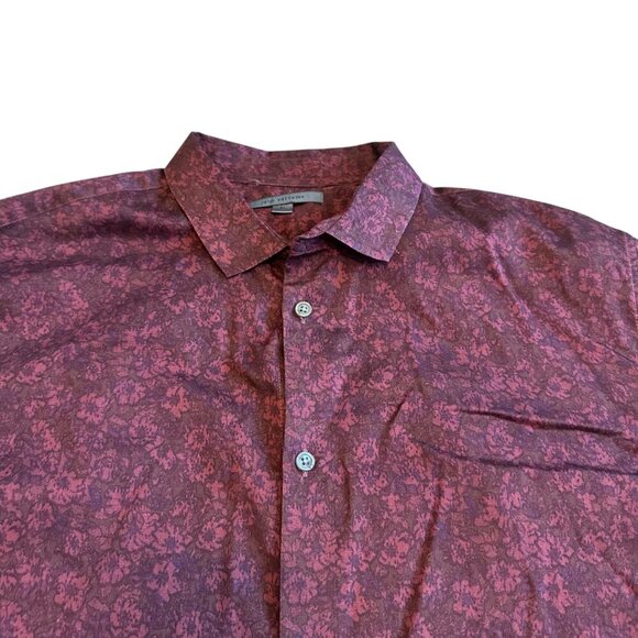 John Varvatos Burgundy Button-Down Shirt 100% Cotton Print Long Sleeve Size XL - Picture 2 of 12